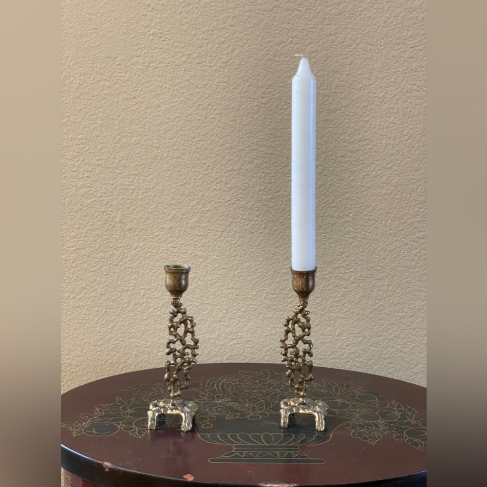 Stunning vintage brass taper candle holders